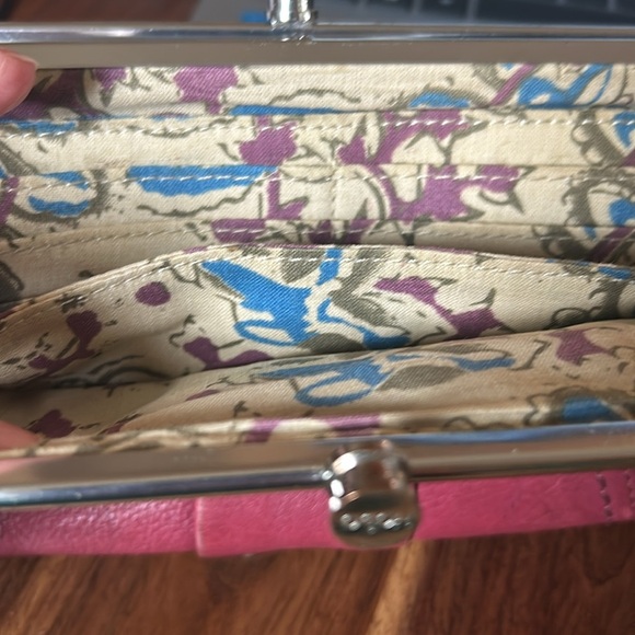 HOBO Burgundy Leather Clutch with Silver Trim - Picture 10 of 16